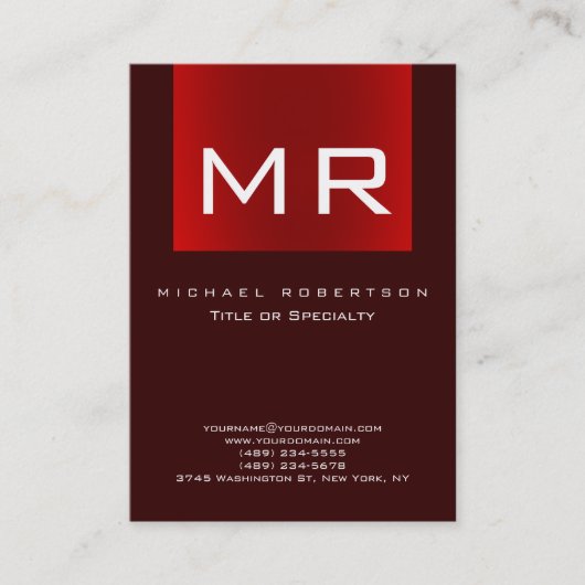 Chubby Monogram Brown Red Clean Carte de visite (Devant)