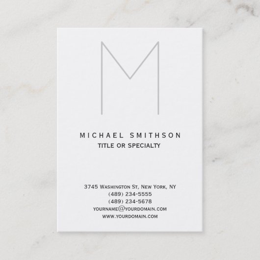 Chubby Monogram Gris Blanc Simple Carte de visite (Devant)