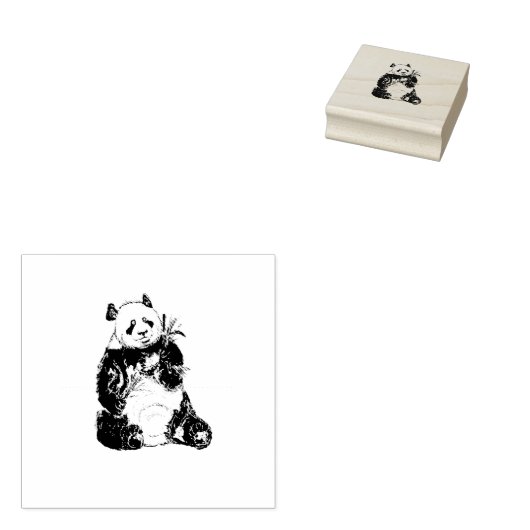 Chubby Panda Beer met Bamboo Rubberstempel (Gestempeld)