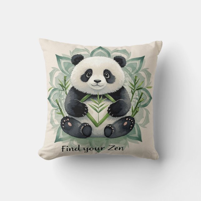 Chubby panda zittend in een lotus pose Zen Kussen (Voorkant)
