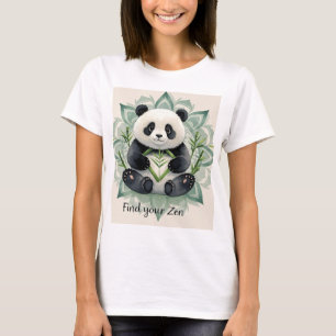 Chubby panda zittend in een lotus pose Zen T-shirt