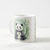 Chubby panda zittend in een lotushouding koffiemok (Voorkant links)