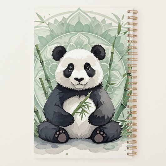 Chubby panda zittend in een lotushouding planner (Achterkant)