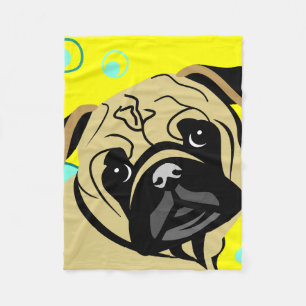 Chubby Pug Face Blankets Fleece Deken