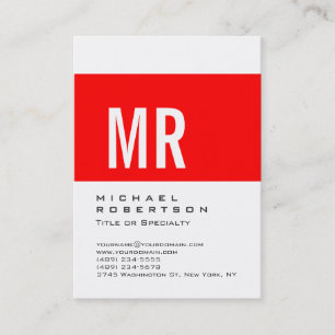 Chubby Red Striped Monogram White Visitekaartje