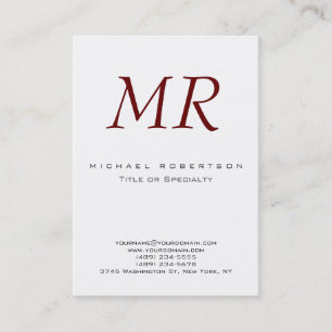 Chubby Retro Monogram Wit Rood Visitekaartje