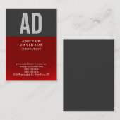 Chubby rouge gris monogramme Carte de visite ordin (Devant / Derrière)