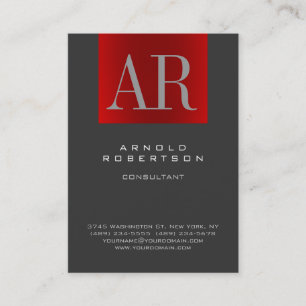 Chubby Stijlvol Grijs Rood Monogram Visitekaartje