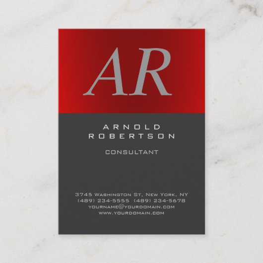 Chubby Style Italic Grey Monogram Visitekaartje (Voorkant)