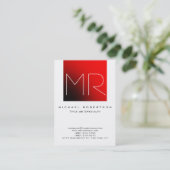 Chubby Stylish Monogram White Red Visitekaartje (Staand voorkant)