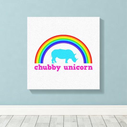 Chubby Unicorn Canvas Afdruk (Insitu (Houten vloer))