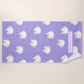 Chubby Unicorn Rainbow Stars Pattern Personalized Strandlaken (Voorkant)