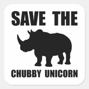 Chubby Unicorn Rhino Vierkante Sticker