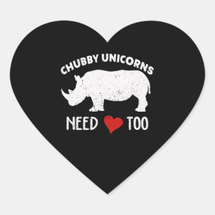 Chubby Unicorns heeft liefde voor Rhino Rhinoceros Hart Sticker