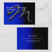 Chubby Unique Carte de visite de Monogramme Bleu N (Devant / Derrière)