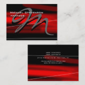 Chubby Unique Carte de visite de Monogramme Rouge (Devant / Derrière)