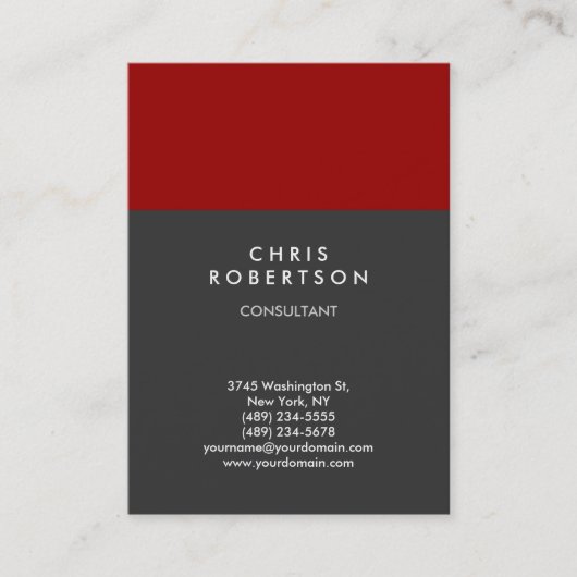 Chubby Vertical Red Grey Carte de visite tendance (Devant)