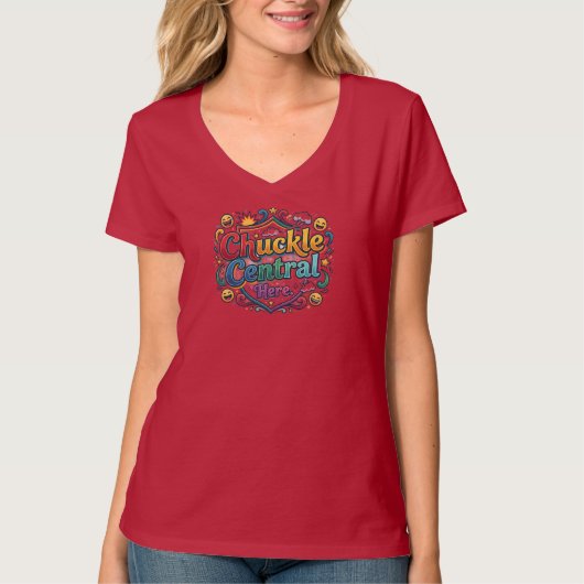 Chuckle Central Here – T-Shirt Graphique Amusant e (Devant)