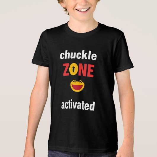 Chuckle Zone Geactiveerd – Grappige Smiley Typogra Tri-Blend Shirt (Voorkant)