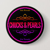 Chucks & Pearls stemmen Kamala Black Ronde Button 7,6 Cm (Voorkant)