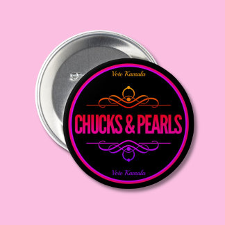 Chucks & Pearls stemmen Kamala Black Ronde Button 7,6 Cm