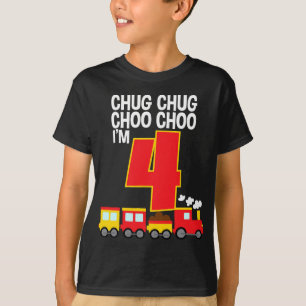 Chug Chug Choo Choo Ik ben 4 4e verjaardag trein f T-shirt