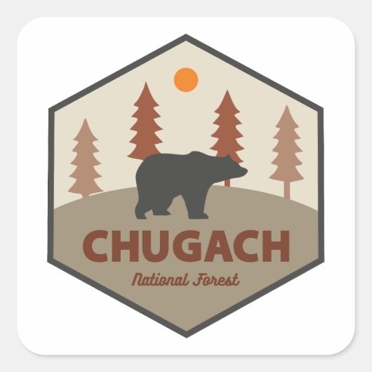 Chugach National Forest Alaska Bear Vierkante Sticker (Voorkant)