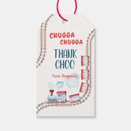 Chugga Choo Boy Train Birthday Gift Labels Cadeaulabel (Voorkant)