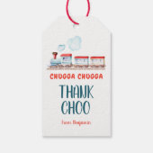 Chugga Choo Boy  Train Red Blue Birthday Gi Cadeaulabel (Achterkant)