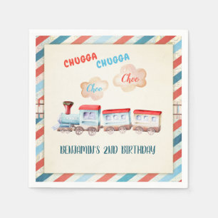Chugga Choo  Train Boy Red Blue Birthday Servet