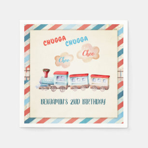 Chugga Choo  Train Boy Rood Blauw Verjaardag Servet