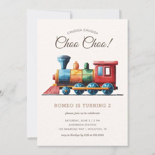 Chugga Chugga Choo Choo  Train 2e Verjaardag Kaart (Voorkant)