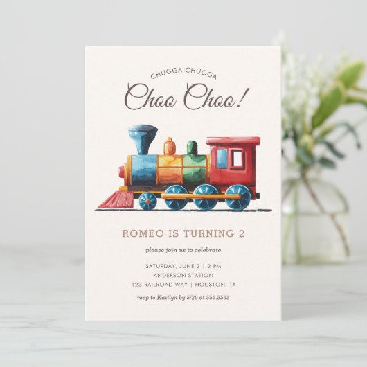 Chugga Chugga Choo Choo  Train 2e Verjaardag Kaart (Staand voorkant)