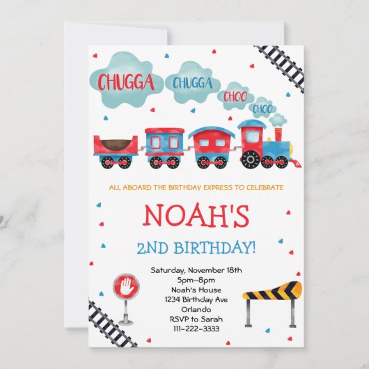 Chugga Chugga Choo Choo Trein Uitnodiging voor ver (Voorkant)
