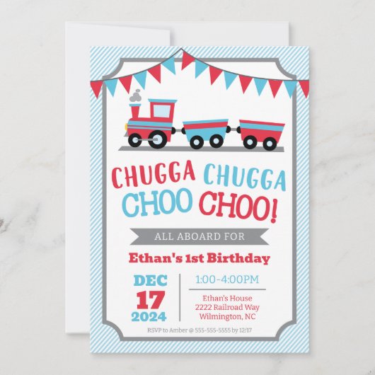 Chugga Chugga Choo Choo Uitnodiging voor verjaarda (Voorkant)