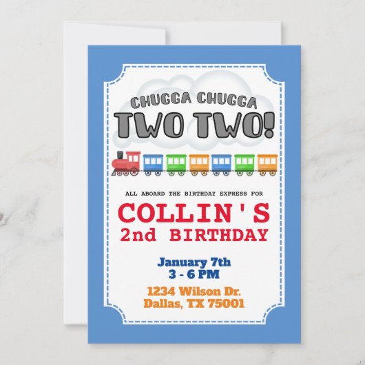 Chugga Chugga Deux Invitation Anniversaire (Devant)