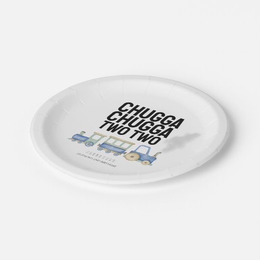 Chugga Chugga Twee | 2e verjaardag | Papieren Bord (Gekanteld)