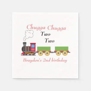 Chugga chugga twee rode jongen 2e verjaardag serve servet