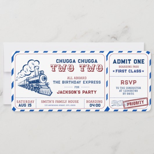 Chugga Chugga Twee Train 2de verjaardag Kaart (Voorkant)