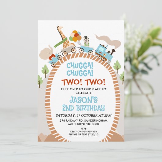 Chugga Chugga Twee Train 2de verjaardag Kaart (Staand voorkant)