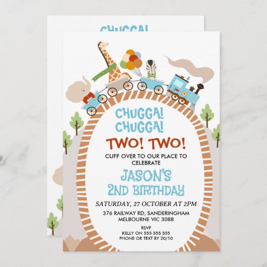 Chugga Chugga Twee Train 2de verjaardag Kaart (Voorkant / Achterkant)