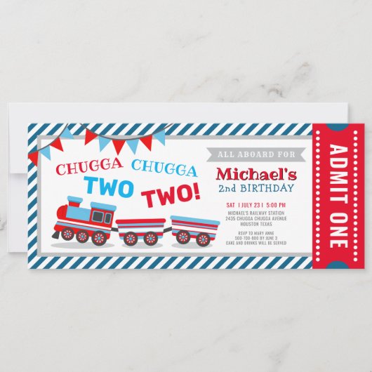 Chugga chugga twee treinkaartjes kaart (Voorkant)