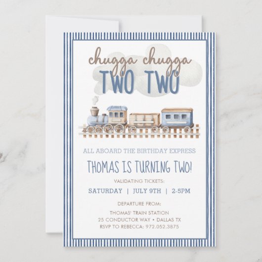 CHUGGA CHUGGA Twee Twee Tweede Verjaardag Trein Ve Kaart (Voorkant)