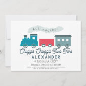 Chugga Chugga Two Train Blue Boy 2de verjaardag Kaart (Voorkant)