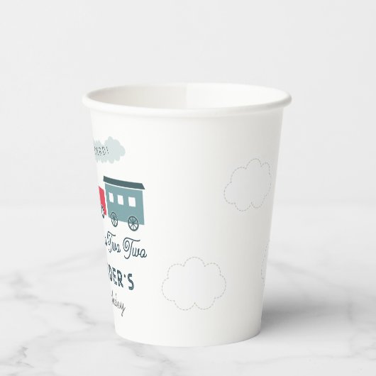 Chugga Chugga Two Train Blue Boy 2de verjaardag Papieren Bekers (Links)