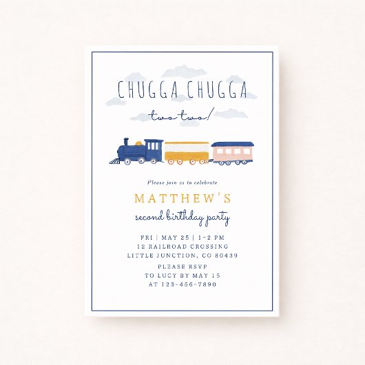 Chugga Chugga Two Two Train Birthday Invitation