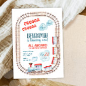 Chugga Trein Choo Jongen Rood Blauw Verjaardagsrai Kaart