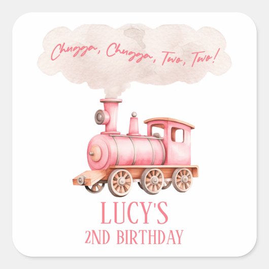 Chugga Twee Choo Choo Trein 2e verjaardagsfeestje Vierkante Sticker (Voorkant)