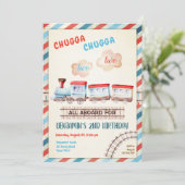 Chugga Two Train Choo Boy Red Blue 2nd Birthday Kaart (Staand voorkant)