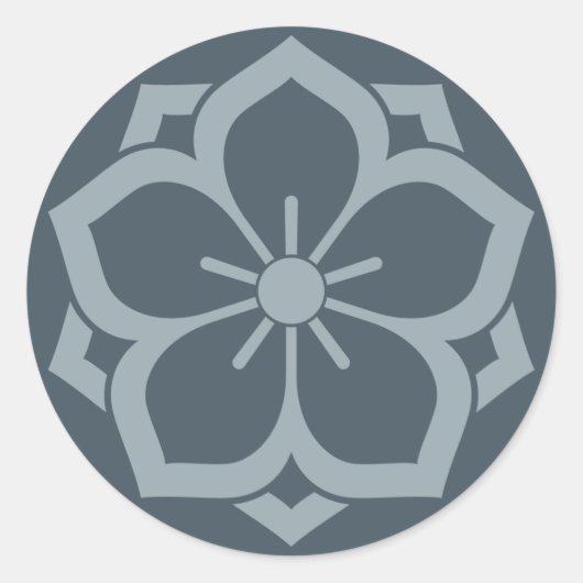 Chuinyaekikyo Japans Kamon Cherry Blossom Blue Ronde Sticker (Voorkant)